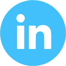 A lightblue linkedin icon, circular shaped